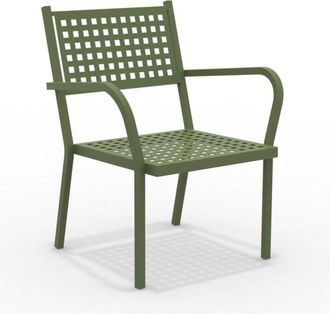 MondoViro Sillón de jardín bajo de metal verde 65x63 cm 77h