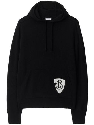Burberry B Shield wollen hoodie - Zwart