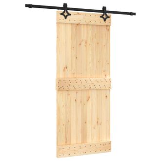 vidaXL Puerta Corredera Natural Y Negro 90 X 210 Cm Vidaxl