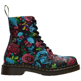 Dr. Martens 1460 Pascal Rose Backhand Straw Grain Womens Ankle Boots - Multi Rose Fantasy - Size:UK 6.5