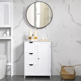 Vasagle Armadietto da Bagno a Terra, Mobiletto per Arredo Bagno con 3 Cassetti Grandi e 1 Ripiano Regolabile, 60 x 30 x 81 cm, Bianco da songmics - Vasagle