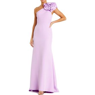 Mac Duggal Crepe One Shoulder Gown With 3D Flower in Lilac at Nordstrom, Size 4