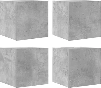vidaXL Muebles De Sal&oacute;n De Pared 4 Uds Gris Hormig&oacute;n 30,5x30x30 Cm Vidaxl