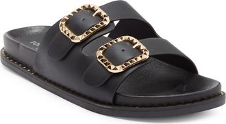 Top Moda Sailor Double Strap Slide Sandal in Black at Nordstrom Rack, Size 7.5