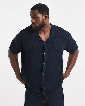 Jacamo Knitted Revere Collar Shirt