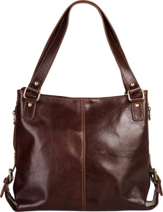 Pik&eacute; Shopper PIK&Eacute;, Damen, Gr. B/H/T: 40cm x 27cm x 13cm onesize, braun, Leder, beschichtet, leicht gl&auml;nzend, Taschen Shopper, echt Leder, Made in Italy