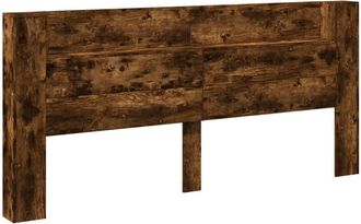 Berkfield Home Headboard Cabinet with LED Smoked Oak 220x16.5x103.5 cm in Brown
