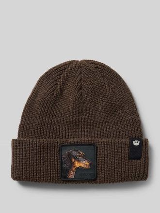 Goorin Brothers Beanie mit Motiv-Patch Modell THE SHADOW BEANIE in Dunkelbraun, Größe 1