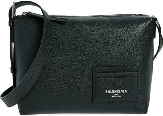 Balenciaga Small Debit Leather Messenger Bag in 1000 Black at Nordstrom
