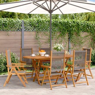 vidaXL Vidaxl - Sillas De Jard&iacute;n Reclinables 6 Uds Madera Maciza Acacia Gris