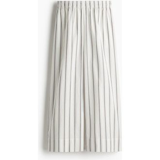 H&M Ankle-length Cotton Trousers in White/striped at Nordstrom, Size 3X-Large