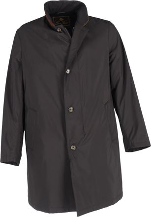 Loro Piana Pre-owned Mens Cashmere Lined Suede Trimmed Coat in Black Nylon - Size X-Large