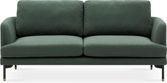 Castlery Green Loveseat, Curved Backrest | Pebble by Castlery, Contemporary Style, Metal Brass-Capped Legs, Green Color