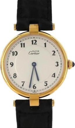 Cartier Pre-owned Vintage Polshorloge - Heren - Vintage Horloges - Wit - ONE Size - Leer - Vintage