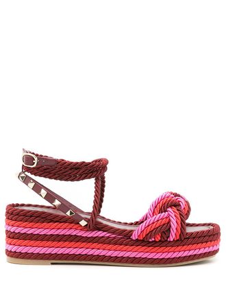 Valentino Garavani rope-detail platform-sole sandals - Red