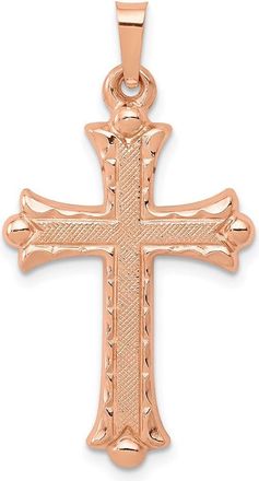 Diamond2Deal 14K Rose Gold Brushed and Polished Budded Cross Pendant