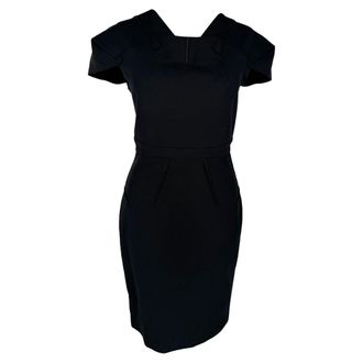 Roland Mouret Square-Neck Midi Dress in Black Cotton