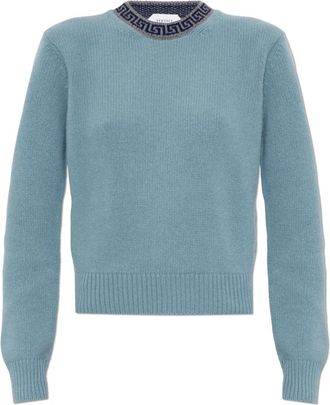 Versace Trui van Wol & Kasjmier met Ronde Hals - Dames - Ronde hals truien - Groen - M - Wol - Truien & Vesten