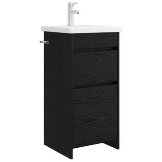 vidaXL Vanidad De Ba&ntilde;o Con Lavabo Roble Negro 42 X 40 X 84,5 Cm Vidaxl