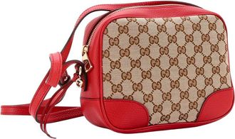 Gucci Red Gg Canvas & Leather Bree Disco Crossbody Mini (Authentic Pre-Loved)