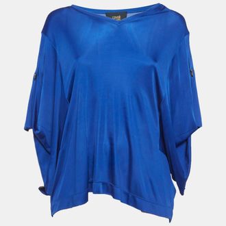 Roberto Cavalli Blue Jersey Dolman Sleeves Top