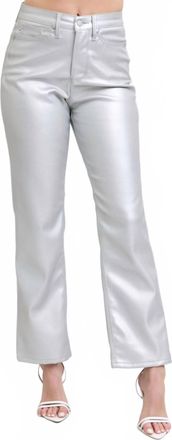 Judy Blue Faux Leather Straight Pants In Silver