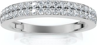 Pompeii3 1/4Ct Pave Double Row Wedding Ring Stackable Band 10k Gold Lab Grown