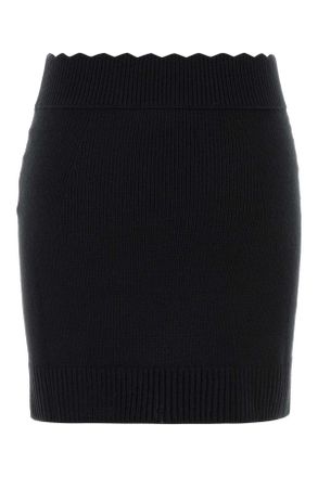 Chlo&eacute; Black Exterior: Wool Cashmere Gonne Skirt