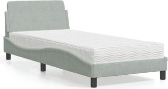 vidaXL Cama Con Colch&oacute;n Terciopelo Gris Claro 90x200 Cm Vidaxl