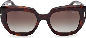 Tom Ford Saltzman 53mm Gradient Butterfly Sunglasses in Dark Havana Eco /T Logo at Nordstrom