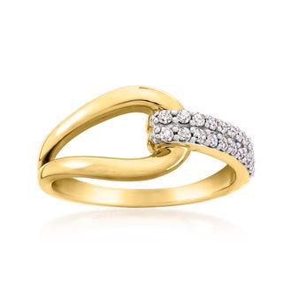 Ross-Simons Diamond Interlocking Loop Ring in 18kt Gold Over Sterling