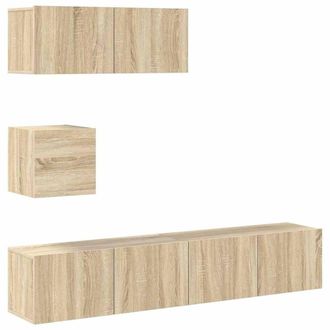 Berkfield Home 4 Piece TV Cabinet Set Sonoma Oak Engineered Wood in Light Brown