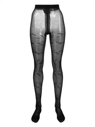 032c logo-jacquard stockings - Black