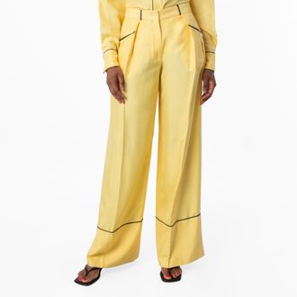 Bally Silk Wide-Leg Tailored Trousers, Brand Size 42 ( US Size 6 )