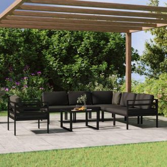 vidaXL Set Muebles De Jard&iacute;n 7 Pzas Y Cojines Aluminio Gris Antracita Vidaxl