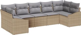 vidaXL Garden Dining Set with Cushion 7 pcs Beige, Light Grey Vidaxl