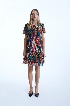 James Lakeland Abstract Print Wave Hem Dress