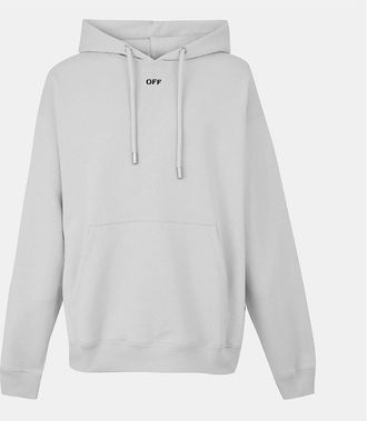 Off-white Mens Hooded Neck Skate Sweatshirt with Kangaroo Pocket - Grey - Size: 34