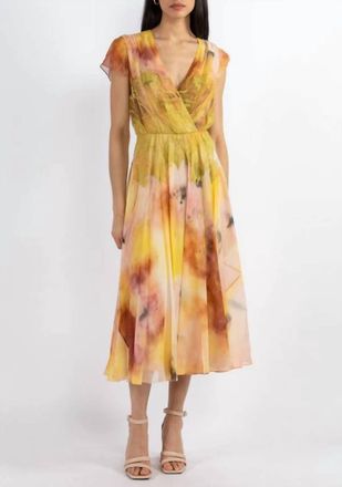 Jason Wu Sleeveless Crinkle Chiffon Lace Detail Daydress In Yellow Pink