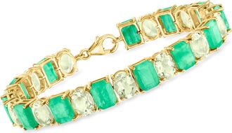 Ross-Simons Emerald and Prasiolite Bracelet in 18kt Gold Over Sterling
