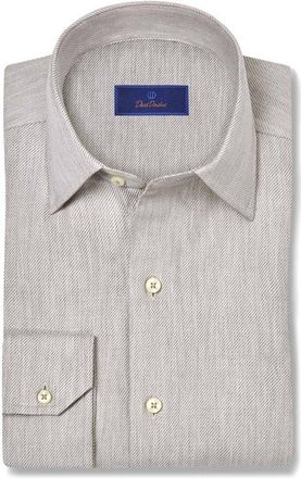 David Donahue Cotton & Cashmere Solid Sport Shirt in Pearl at Nordstrom, Size Xx-Large