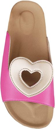 Generic Womens leather sandals with footbed, summer: summer sandals, womens leather flat sandals, thick sole, slippers, comfortable leisure sandals, heart-sha