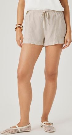 Splendid Rosalie Tie Waist Shorts in Fawn Beige at Nordstrom, Size X-Large