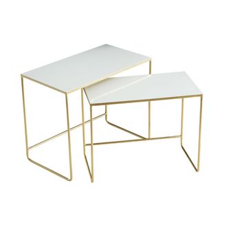 Miliboo Miliboo - Set De 2 Mesas De Centro Nido Blanco Y Dorado Wess