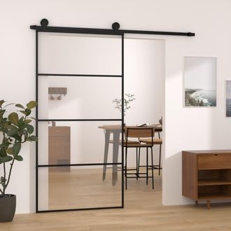 vidaXL Vidaxl - Puerta Corredera Set Herrajes Vidrio Esg Aluminio 102,5x205 Cm