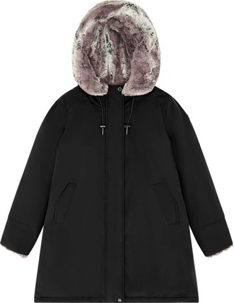 Canadian Black Audry 6.0 Faux-Fur Hooded Short Coat