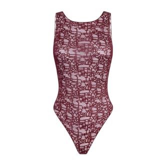 Elisabetta Franchi Body in tulle con lettering - - Tops - Donna - Rosso - S