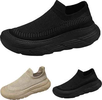 Generic Mens Trainers Running Shoes Size 6.5 Lightweight Slip on Sneakers Breathable Mesh Walking Shoes Thick Sole Non-Slip Athletic Shoe Wide Fit Comfortable