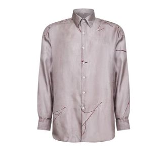 Costumein Printed Shirt - Heren - Casual Overhemden - Roze - XL - Denim - Overhemden