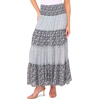 CeCe by Cynthia Steffe Mix Print Tiered Maxi Skirt in Night Shade at Nordstrom Rack, Size X-Large